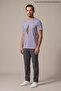 Lilac Men's Abstract Pattern Printed Crew Neck Loose Fit T-Shirt
