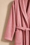 Luxury 100% Cotton Women's Bathrobe with Pockets, Soft Textured Home Wear Towel Bathrobe, Pink - 4