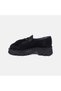 Women's Black Tassel Detailed Thick Soled Suede Loafer - 4