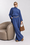 Bat Sleeve Belted Modal Premium Selection Suit Lby0082 Indigo Blue - 2