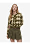 Buttoned Long Sleeve Crew Neck Argyle Patterned Cardigan - 2