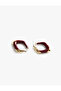 Geometric Hoop Earrings with Plated Detail - 2
