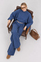 Bat Sleeve Belted Modal Premium Selection Suit Lby0082 Indigo Blue