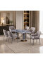 6 Seater Marble Dining Table Set - 2