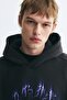 Kapüşonlu ve Baskılı Üst Oversized Fit - 3