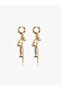 Steel Mixed Fish Charms Chain Detailed Dangle Hoop Earrings