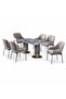 6 Seater Marble Dining Table Set