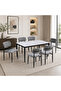 6 Seater Marble Dining Table Set - 2