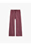 X Melis Ağazat - Viscose Straight Striped Trousers with Tie Waist - 2