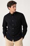 Men's Regular Fit Button-Down Cotton Shirt Buttoned Collar Cotton Men's Shirt Black - 2