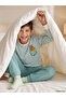 Lcw Kids Ecru Crew Neck Printed Boys' Pajama Set