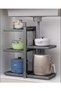 5-Tier Adjustable Under-Sink Storage Rack with Honeycomb Anti-Slip Metal Shelves, Black Rust-Proof Organizer - 5