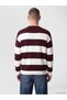 Xside Burgundy Polo Neck Striped Men's Knitwear Sweater - 4