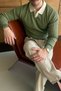 Atri Double Color Textured Regular Fit Polo Collar Khaki Men's Knitwear Sweater - 3
