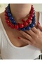 Saks Blue Acrylic Bead Women's Necklace - 3