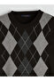 Southblue Black Crew Neck Argyle Patterned Men's Knit Sweater - 6