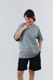 Cotton Comfortable Fit Short Sleeve Cotton Gray Women's Oversize T-Shirt