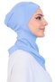 Cross Front Design Women's Sport Ready Turban Stretchy One Piece Headscarf Light Blue - 4