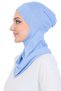 Cross Front Design Women's Sport Ready Turban Stretchy One Piece Headscarf Light Blue - 3