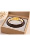 Marzello Dark Brown Python Snake Skin Men's Bracelet - with Gold Color Clasp - 2