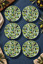 Set of 6 Glass Tea Plates – Natural Olive Branch Patterned 12 cm – 6 Tea Plates