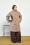 Women's Plaid Lined Mid-Length Shirt Collar Trench Coat Mink