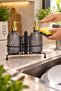 Set of 2 | |   Alaçati New Standli Smoked | |   Luxury Glass Soap Dispenser with Metal Stand, Detergent Dispenser, Hand and Dishwashing Set, Kitchen Countertop and Sink Organizer, Glass Liquid Soap Dispenser, Sponge Holder, Glass Bottle - 5