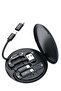 Multi-Functional Travel Cable Organizer with USB-C Lightning and Micro USB Connectors Portable Charging Storage Box with Phone Holder and SIM Ejector - Black