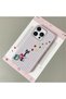 iPhone 14 Pro Compatible Pink Leather Textured Silicone Protects Camera Shock-Absorbing Cat and Star Pattern Case - 2