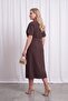 Women's Brown V-Neck Belted Plus Size Event Dress - 6