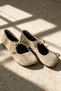 Pure Beige Women's Genuine Leather Suede Mary Jane Ballerina Lace-Up Shoes - 2