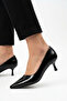 Galden Women's Heeled Shoes Pointed Toe Short Thin Heel Shiny Textured Stylish Classic Shoes 2035 Heel 5 cm - 6