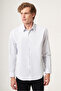 White-Navy Blue Hard Collar Slim Fit Cotton Shirt 1004265123 - 2