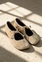 Pure Beige Women's Genuine Leather Suede Mary Jane Ballerina Lace-Up Shoes
