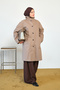Women's Plaid Lined Mid-Length Shirt Collar Trench Coat Mink - 4
