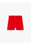 Elastic Waist Cotton Tweed Shorts with Button Detail - 3
