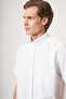 White-Beige Buttoned Collar Short Sleeve Pocketed Comfort Fit Cotton Shirt 1004260188 - 3