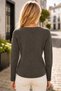 Women's Boat Neck Honeycomb Knit Long Sleeve Ribbed Woven Detailed Brown Knitwear Sweater - 3