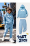 Children's New York Printed Hooded Sweatshirt and Sweatpants Top and Bottom Set