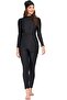 Women's Long Sleeve Bikini Full Coverage Moderate Swimsuit (Black/L) - 7