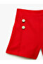 Elastic Waist Cotton Tweed Shorts with Button Detail - 4