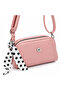 Polka Dot Shawl Detailed Double Zipper Cross Strap Powder Pink Women's Bag