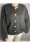 Button Detailed Knitwear Cardigan Crew Neck Oversize - 6