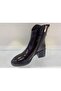Genuine Leather Patent Leather Zippered Boots Women's Shoes - 3