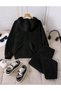 Girl's Black Hooded Heart Capy Bara Printed Sweatshirt-Black Tracksuit Set - 4