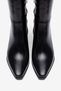 Black Shiny Blunt-Toe Thick-Heeled Semi-Zipper Boots - 4