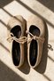 Pure Beige Women's Genuine Leather Suede Mary Jane Ballerina Lace-Up Shoes - 3