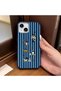 iPhone 14 Plus/15 Plus Compatible Blue Leather Textured Silicone Protects Camera Shock-Absorbing Pingu Cartoon Penguin Pattern Case
