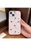 iPhone 15 Compatible Pink Leather Textured Silicone Protects Camera Shock-Absorbing Cartoon Dog Pattern Case