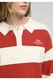 Regular Fit Polo Collar Striped Women's Orange Sweater - 4